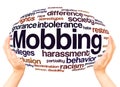 Mobbing word cloud hand sphere concept