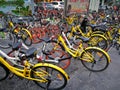 Mobike and ofo on the ground Royalty Free Stock Photo