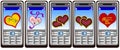 Mobil phone hearts