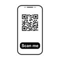 Mobil scan flat icon isolated on white background. QR code reader vector illustration