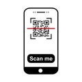 Mobil scan flat icon isolated on white background. QR code reader vector illustration