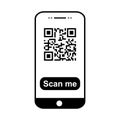 Mobil scan flat icon isolated on white background. QR code reader vector illustration