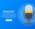 Podcast icon, vector symbol in flat isometric style isolated on color background. Vector illustration. Royalty Free Stock Photo