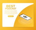 Best Podcast icon, vector symbol in flat isometric style isolated on color background. Vector illustration. Royalty Free Stock Photo