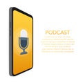 Podcast icon, vector symbol in flat isometric style isolated on color background. Vector illustration. Royalty Free Stock Photo