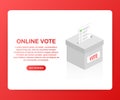 Flat isometric vector concept voting online, e-voting, election internet system. Vector illustration.