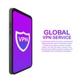 VPN connectivity. Secure virtual private network connection concept. Isometric vector illustration in ultraviolet colors.