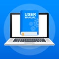 Concept User manual book for web page, banner, social media. Vector illustration