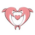 Dolphin card in the shape of a heart for valentines Royalty Free Stock Photo