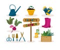 Garden tool set. Illustration of gardening elements Royalty Free Stock Photo