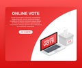 Flat isometric vector concept voting online, e-voting, election internet system. Vector illustration.