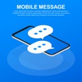 Mobile message, usage for e-mail newsletters, web banners, headers, blog posts. Vector illustration.