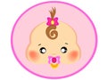 Pink girl baby icon with a cartoon type circle