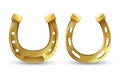 Golden horseshoes lucky St. Patrick`s day symbol Royalty Free Stock Photo