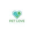 Unique cat, dog, pt, petshop logo template. Home, blue.