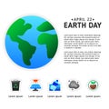 Earth day info graphic poster template with modern icon of Earth Royalty Free Stock Photo