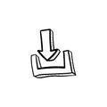 Download button doodle icon vector Royalty Free Stock Photo