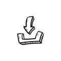 Download button doodle icon vector Royalty Free Stock Photo