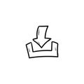 Download button doodle icon vector Royalty Free Stock Photo