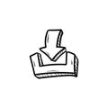 Download button doodle icon vector Royalty Free Stock Photo