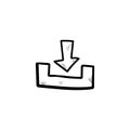 Download button doodle icon vector Royalty Free Stock Photo