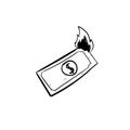 Money is burning doodle icon Royalty Free Stock Photo