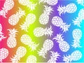 Vector tropical background of white pineapples summer. holiday illustration in vector