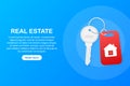 Real Estate pictogram concept, template for sales, rental, advertising. Sign on the home key. Vector illustration.