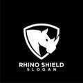 Rhino black shield logo icon designs vector illustration animal save protection Royalty Free Stock Photo