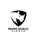 Rhino black shield logo icon designs vector illustration animal save protection Royalty Free Stock Photo