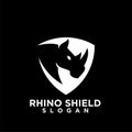 Rhino black shield logo icon designs vector illustration animal save protection Royalty Free Stock Photo