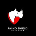 Rhino black shield logo icon designs vector illustration animal save protection Royalty Free Stock Photo