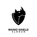 Rhino black shield logo icon designs vector illustration animal save protection Royalty Free Stock Photo