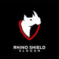 Rhino black shield logo icon designs vector illustration animal save protection Royalty Free Stock Photo