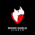 Rhino black shield logo icon designs vector illustration animal save protection Royalty Free Stock Photo