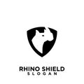 Rhino black shield logo icon designs vector illustration animal save protection Royalty Free Stock Photo
