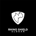 Rhino black shield logo icon designs vector illustration animal save protection Royalty Free Stock Photo