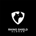 Rhino black shield logo icon designs vector illustration animal save protection Royalty Free Stock Photo