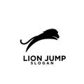 Lion jump black logo icon design vector illustrator simple Royalty Free Stock Photo