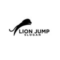 Lion jump black logo icon design vector illustrator simple Royalty Free Stock Photo