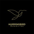 Hummingbird gold line with black background line logo icon designs