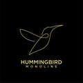 Hummingbird gold line with black background line logo icon designs