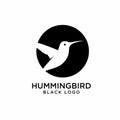 Hummingbird black flat circle logo icon designs vector illustration Royalty Free Stock Photo