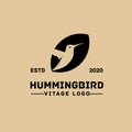 Hummingbird vintage classic leaf logo icon designs vector illustration Royalty Free Stock Photo