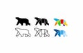 Set collection walking bear logo icon designs vector simple illustration