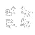 Set collection Jumping Horse animal black line logo icon design vector illustration Royalty Free Stock Photo