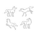 Set collection Jumping Horse animal black line logo icon design vector illustration Royalty Free Stock Photo