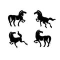 Set collection Jumping Horse animal black silhouette logo icon design vector illustration Royalty Free Stock Photo