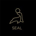 Seals sea lion animal play with the ball line logo icon design vector illustration Royalty Free Stock Photo