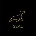 Seals sea lion animal line gold logo icon design vector illustration Royalty Free Stock Photo